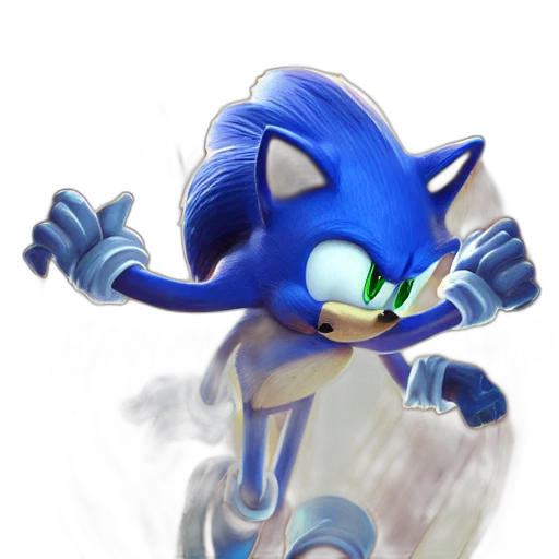 creature, animal, 3d render, concept art, pixel art, fantasy art, blue, sonic transparent PNG cut-out