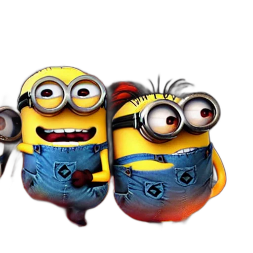 3d render, concept art, cartoon, photorealistic, minions, burning, hell transparent PNG cut-out