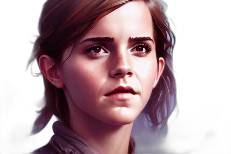 face, photorealistic, concept art, fantasy art, comic book art, emma, watson, inside transparent PNG cut-out