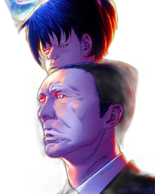 face, mask, robot, cyberpunk, comic book art, watercolor, anime, neon lights transparent PNG cut-out
