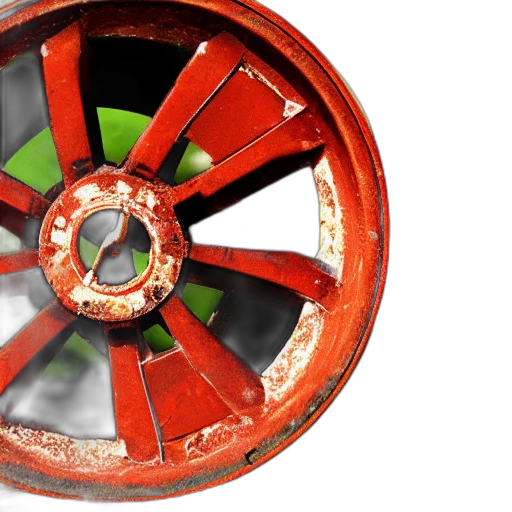 3d render, rust, wheel transparent PNG cut-out