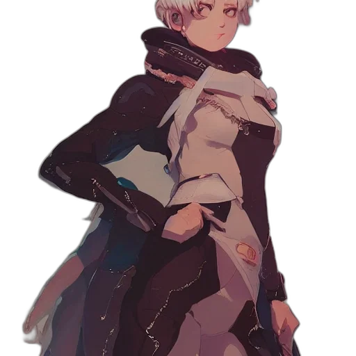 jacket, dress, staff, crown, concept art, fantasy art, anime, watercolor transparent PNG cut-out