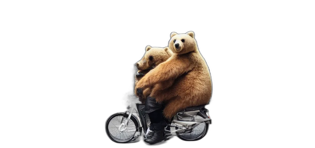 animal, concept art, photorealistic, riding, bear, work, city transparent PNG cut-out