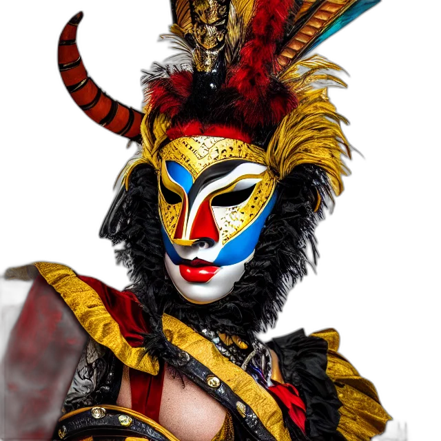 mask, staff, hat, jewelry, fantasy art, concept art, photorealistic, full transparent PNG cut-out