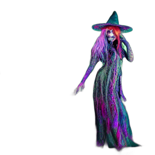 dress, hat, creature, staff transparent PNG cut-out