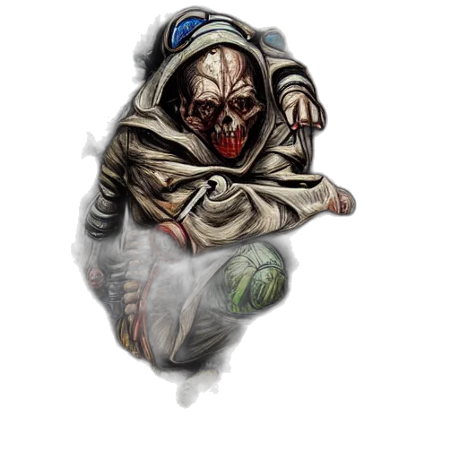 creature, mask, face, concept art, fantasy art, comic book art, pixel art, hunchback transparent PNG cut-out
