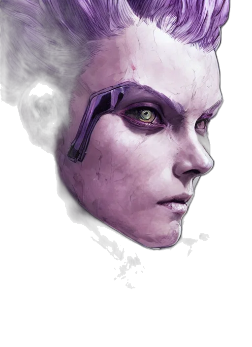face, mask, robot, staff, concept art, fantasy art, cyberpunk, photorealistic transparent PNG cut-out