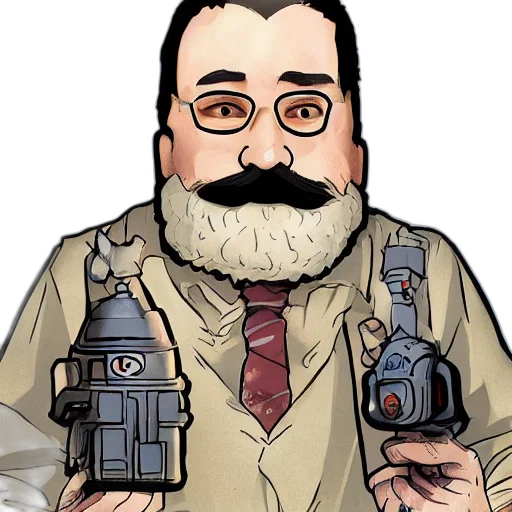 staff, robot, weapon, cartoon, concept art, pixel art, comic book art, reddit transparent PNG cut-out