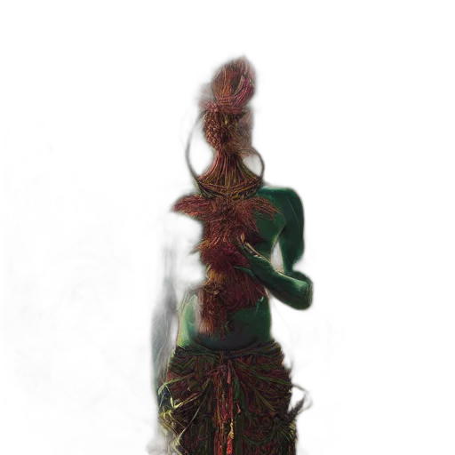 dress, creature, staff, mask transparent PNG cut-out
