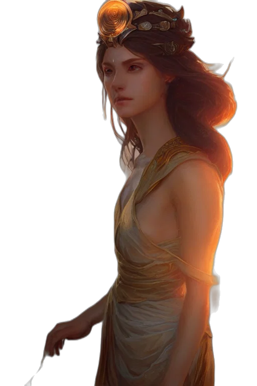 dress, jewelry, face, staff transparent PNG cut-out