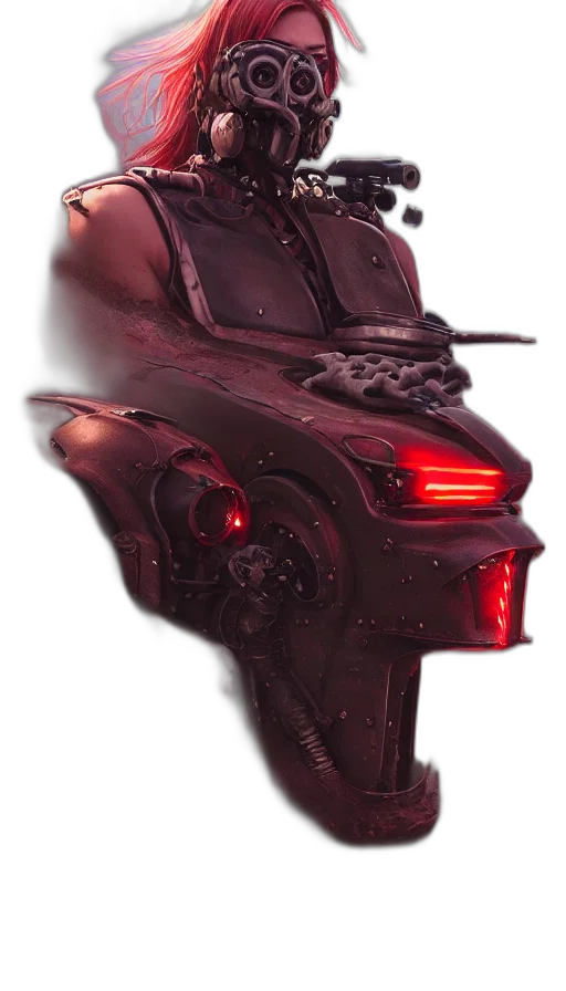 car, weapon, robot, mask, concept art, cyberpunk, 3d render, photorealistic transparent PNG cut-out