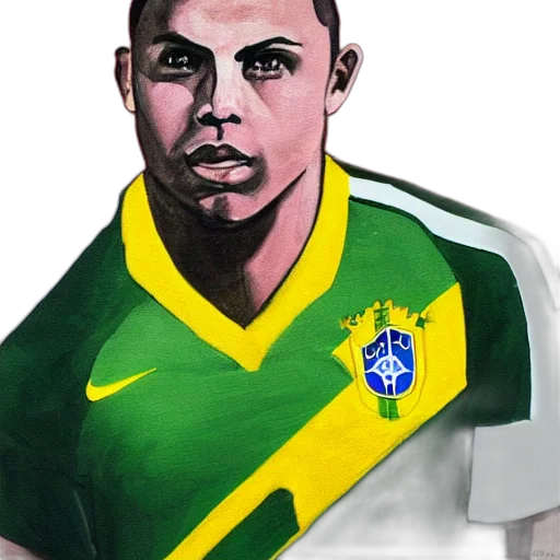 pixel art, photorealistic, watercolor, cartoon, portrait, ronaldo, fenomeno, brazilian transparent PNG cut-out