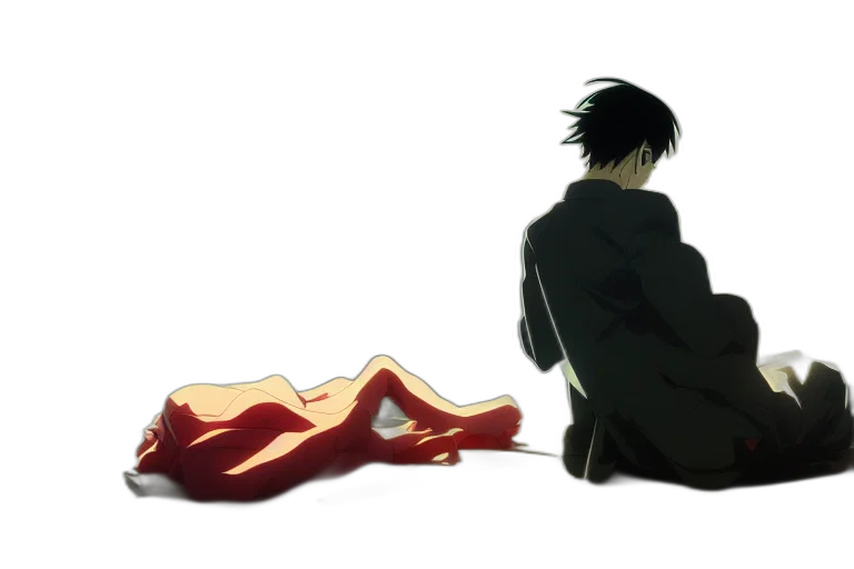 concept art, anime, fire, neon lights transparent PNG cut-out