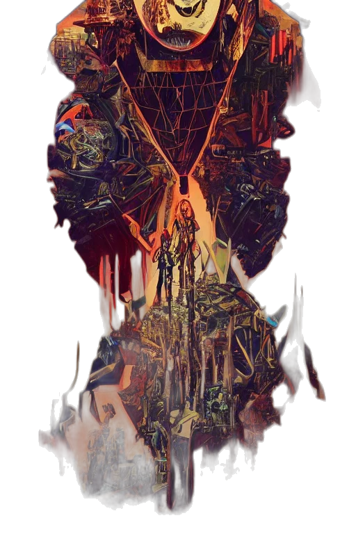 mask, face, robot, sword, concept art, cyberpunk, fantasy art, comic book art transparent PNG cut-out