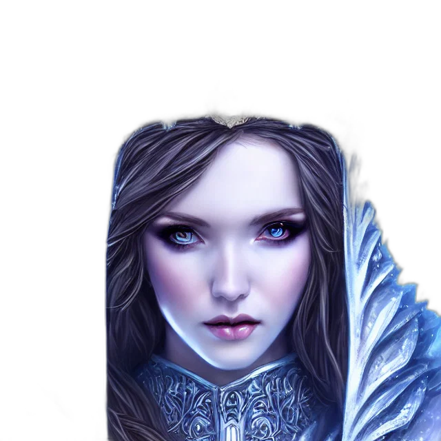 face, fantasy art, concept art, photorealistic, pixel art, blue, dark, monochrome transparent PNG cut-out