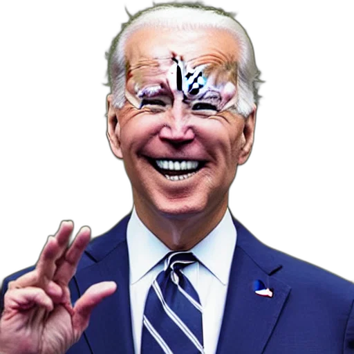 mask, face, creature, vaporwave, joe, biden, wearing, false transparent PNG cut-out