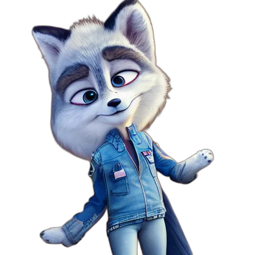 jacket, animal, staff, 3d render, concept art, cartoon, photorealistic, blue transparent PNG cut-out