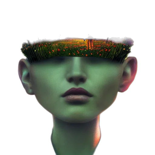 mask, face, hat, crown, 3d render, cyberpunk, photorealistic, concept art transparent PNG cut-out
