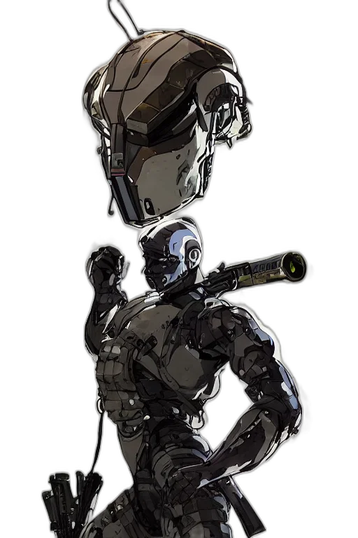 robot, weapon, mask, staff transparent PNG cut-out