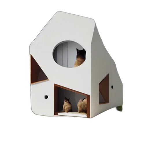 furniture, 3d render, cat, shaped, house, architectural, render, photo transparent PNG cut-out