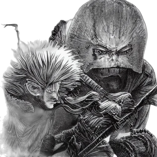 sword, mask, face, weapon, concept art, fantasy art, comic book art, photorealistic transparent PNG cut-out