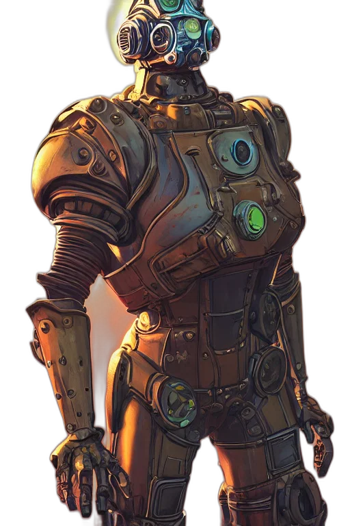 robot, weapon, staff, jacket transparent PNG cut-out