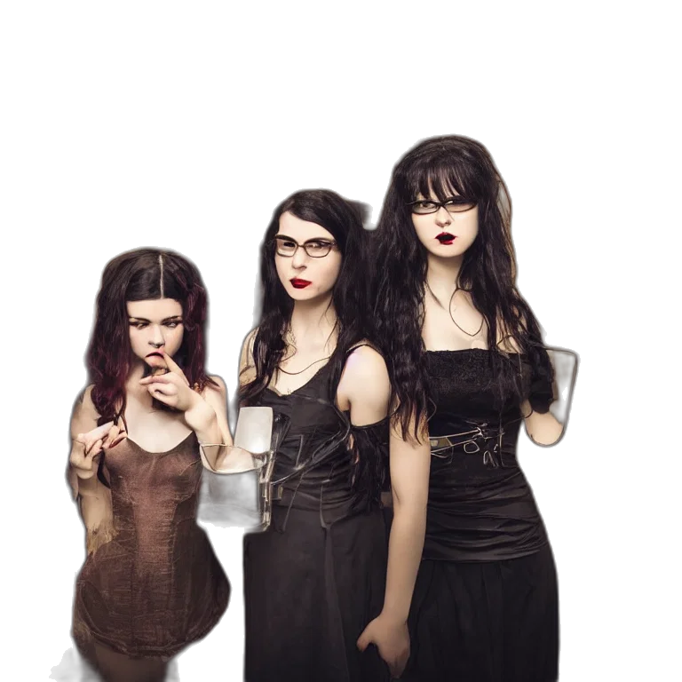 concept art, three, friends, working transparent PNG cut-out