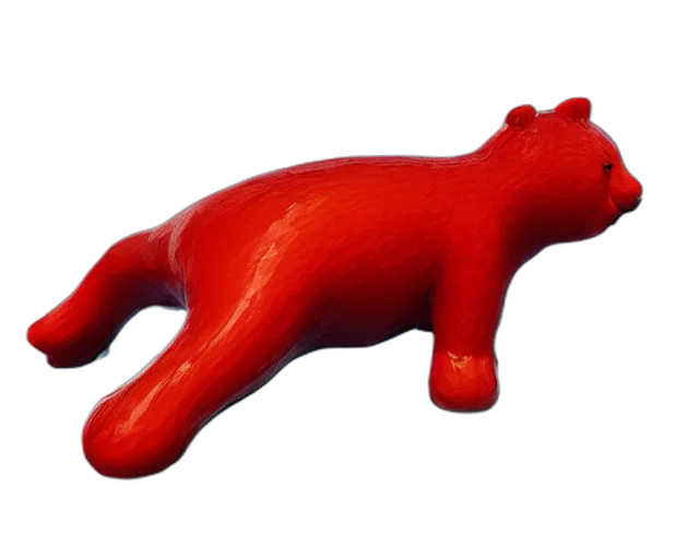animal, 3d render, photorealistic, red, giant, sculpture, gummy, bear transparent PNG cut-out
