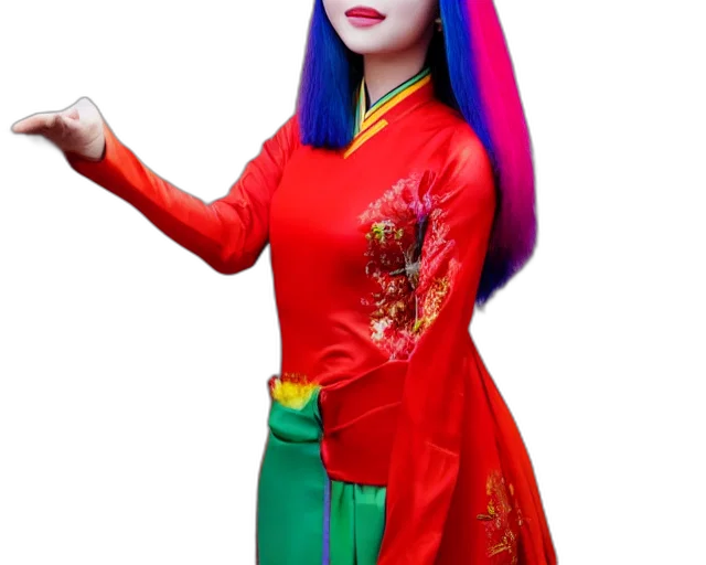 dress, staff, robot, 3d render transparent PNG cut-out