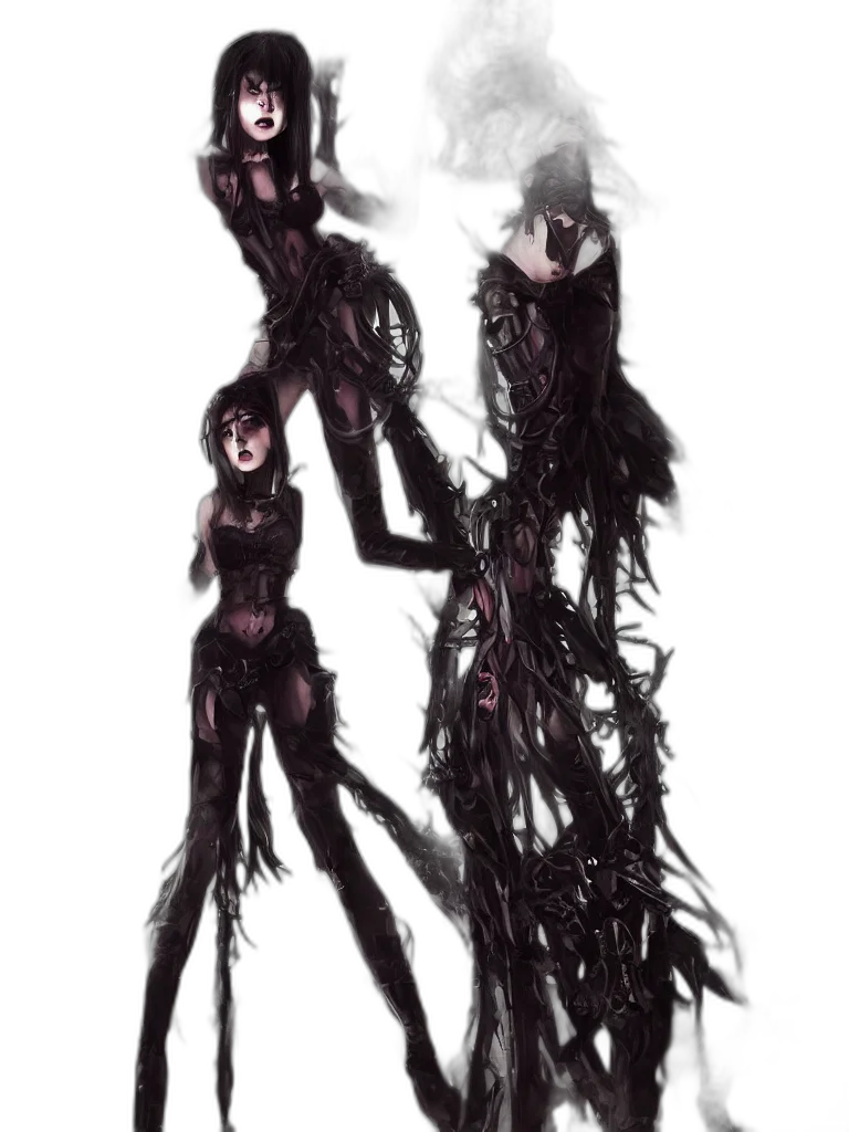 hair, creature, dress, staff transparent PNG cut-out