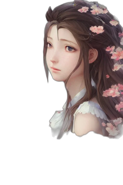 face, flower, crown, dress transparent PNG cut-out