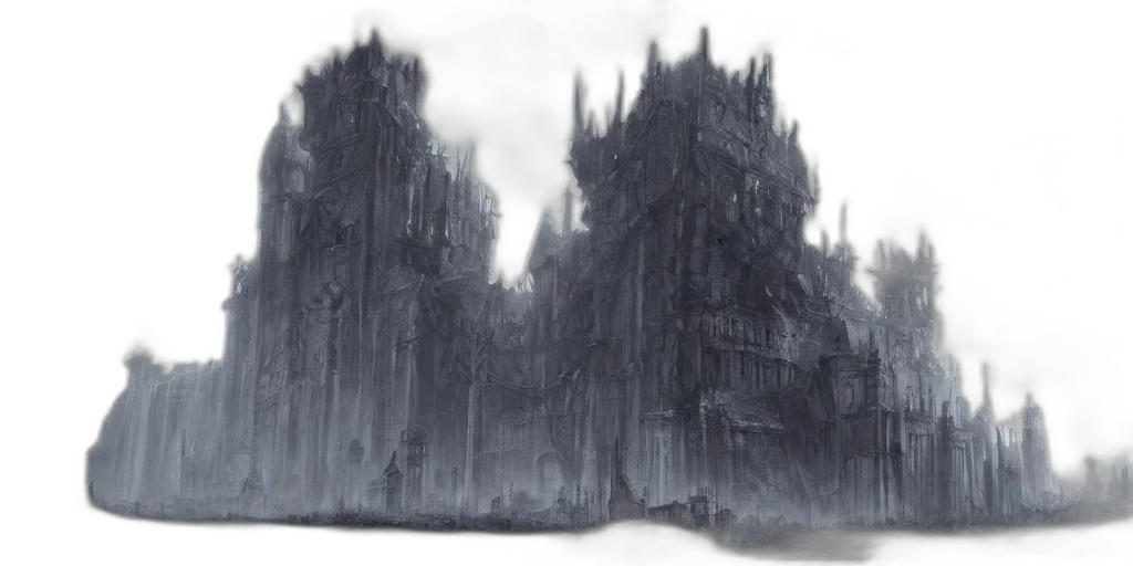 building, crown, concept art, fantasy art, watercolor, photorealistic, fog, forest transparent PNG cut-out