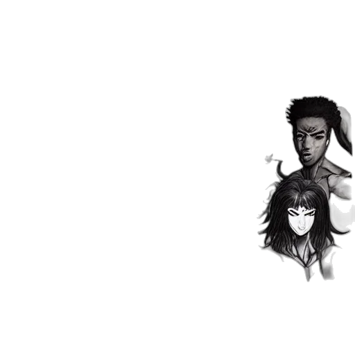 hair, comic book art, concept art, anime, cartoon, monochrome, dark, most transparent PNG cut-out