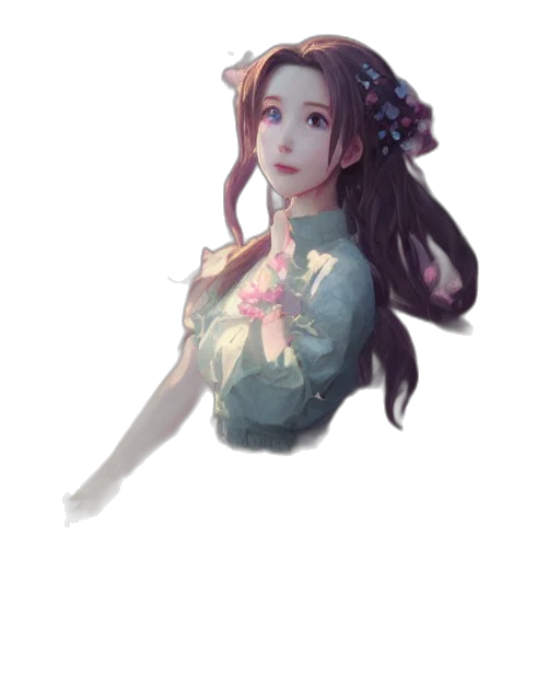 crown, dress, staff, flower, fantasy art, oil painting, concept art, watercolor transparent PNG cut-out