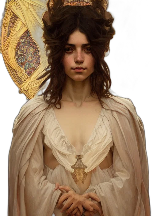 dress, crown, jewelry, face, fantasy art, concept art, photorealistic, oil painting transparent PNG cut-out