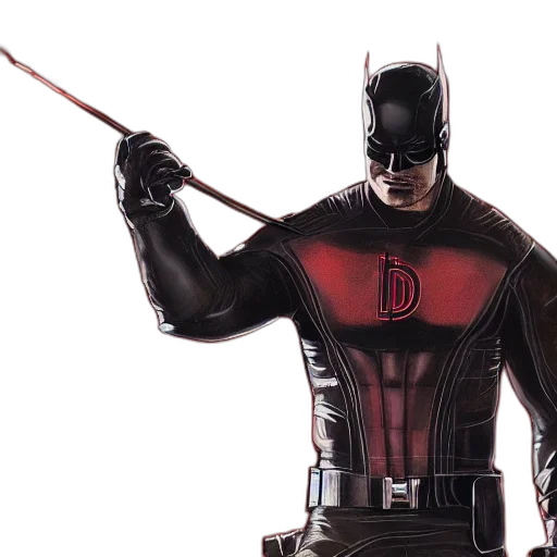 comic book art, concept art, 3d render, daredevil, leather, suit, painting, concept transparent PNG cut-out
