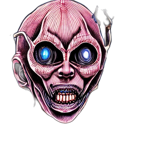 mask, face, robot, creature, concept art, comic book art, 3d render, fantasy art transparent PNG cut-out