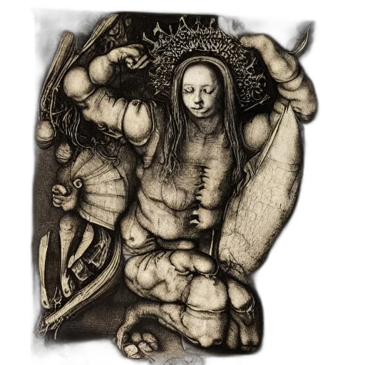 concept art, pencil sketch, fantasy art, melencolia transparent PNG cut-out