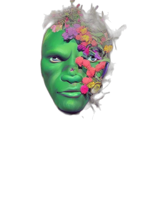 mask, face, crown, creature, 3d render, photorealistic, concept art, vaporwave transparent PNG cut-out