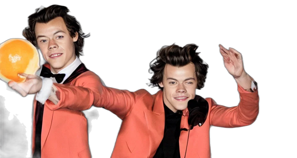 jacket, 3d render, harry, styles, moon, juggling, oranges, pink transparent PNG cut-out