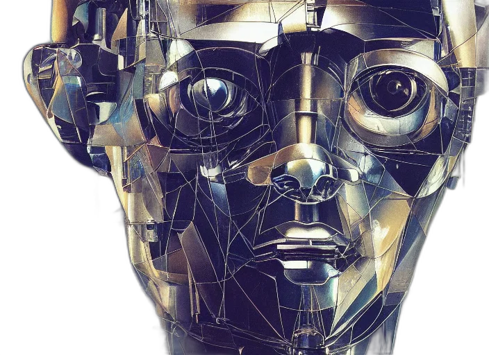 robot, mask, face, cyberpunk, concept art, comic book art, 3d render, portrait transparent PNG cut-out