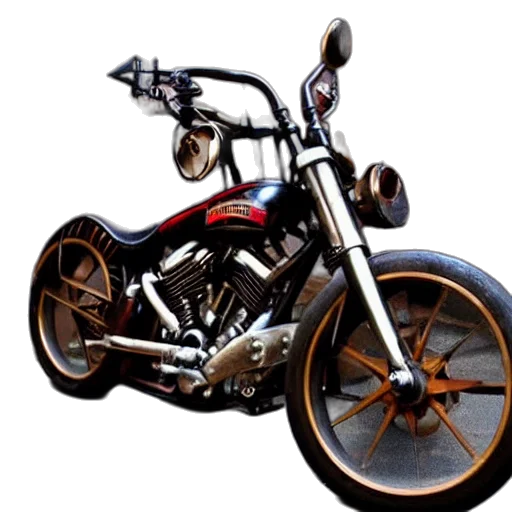 weapon, photorealistic, 3d render, concept art, cartoon, steampunk, harley, davidson transparent PNG cut-out