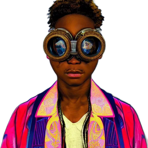 jacket, mask, face, staff, concept art, photorealistic, cartoon, cyberpunk transparent PNG cut-out