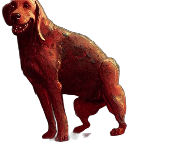 animal, creature, photorealistic, concept art, watercolor, 3d render, dog, crouched transparent PNG cut-out