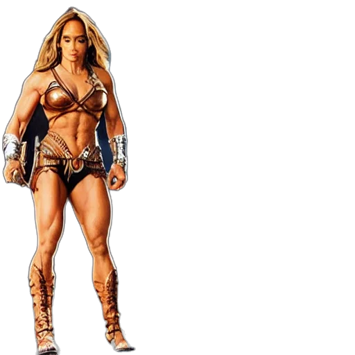 concept art, comic book art, 3d render, fantasy art, jennifer, lopez, muscular, amazon transparent PNG cut-out