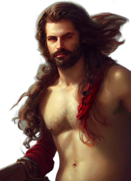 hair, photorealistic, fantasy art, oil painting, concept art, red, portrait, painting transparent PNG cut-out