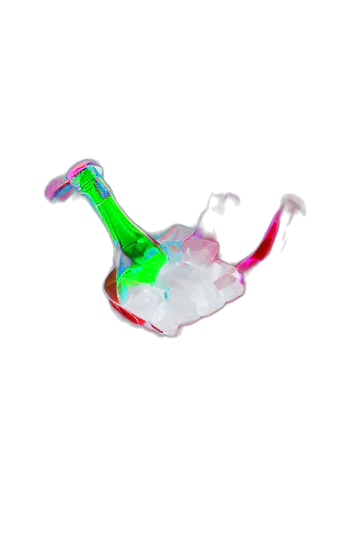 dragon, bottle, weapon, crown, 3d render, vaporwave, concept art, pixel art transparent PNG cut-out