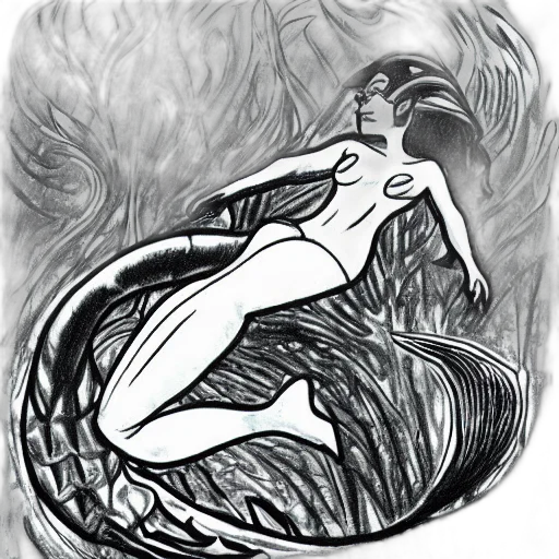 creature, dress, dragon, jewelry, comic book art, pencil sketch, concept art, fantasy art transparent PNG cut-out