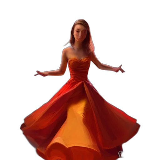 dress, crown, jewelry, concept art, 3d render, fantasy art, photorealistic, fire transparent PNG cut-out