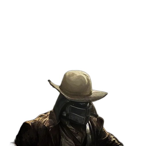 hat, jacket, mask, weapon transparent PNG cut-out